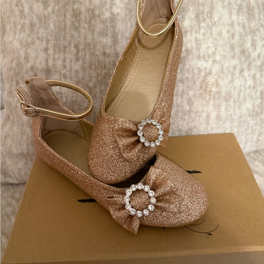 Sparkling Gold Glitter Kids Dress Shoes